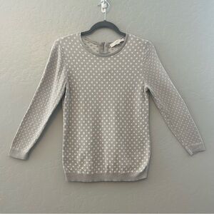 Ann Taylor LOFT gray and white polka dot 3/4 sleeve sweater size small